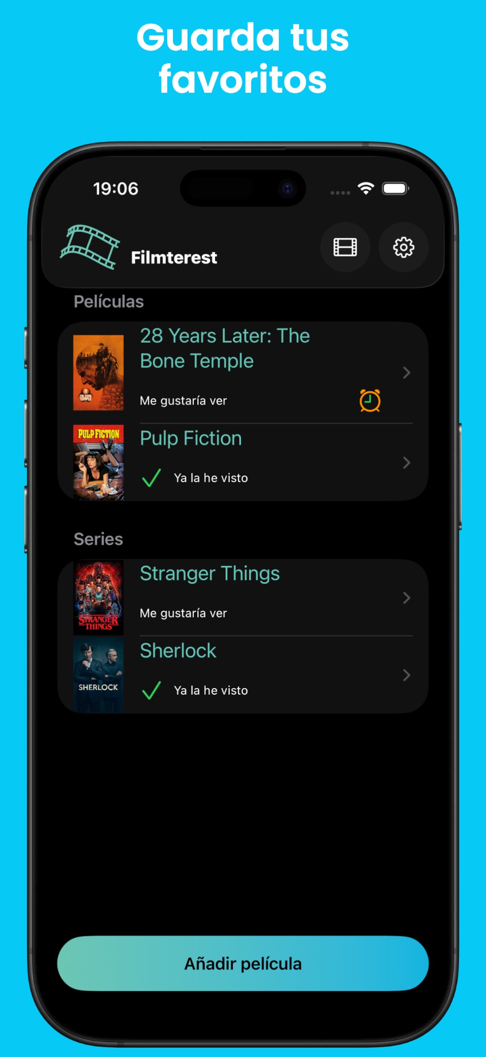 Filmterest Lista de Favoritos y Búsqueda