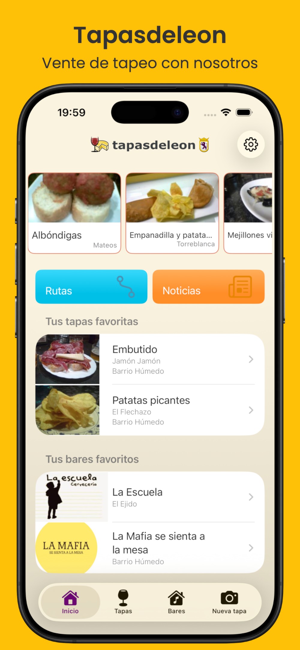Pantalla de Explorar Bares - Tapas de León